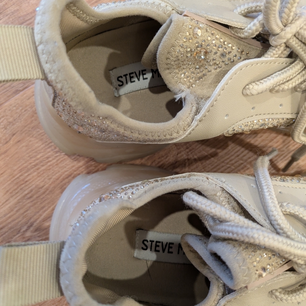 Steve Madden Tan Sneakers with Rhinestones - Picture 4 of 12